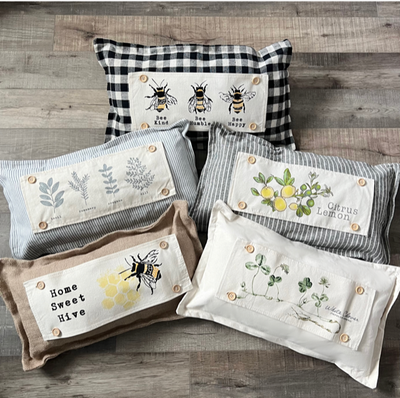 Gray/White Ticking Stripes: Pillow ONLY (with insert)