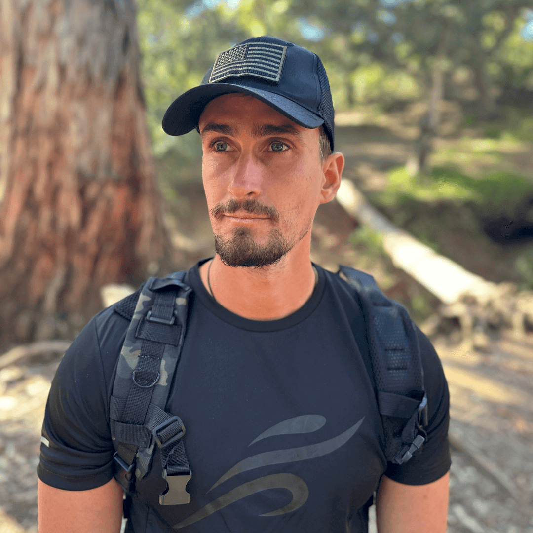 Army-Style  Outdoor Patch Hat with Adjustable Strap: Black Camo