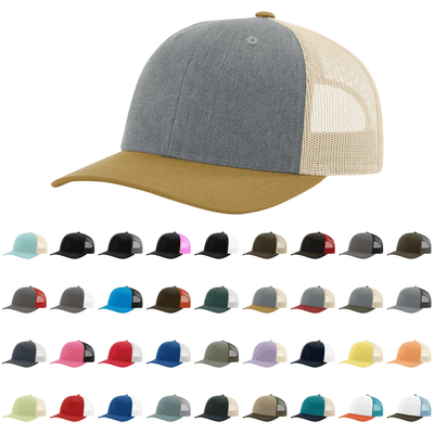 Richardson 115 Low Pro Trucker Cap: Cream/Loden/Dark Orange / MD-LG