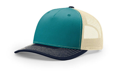 Richardson 112FP - 5-Panel Premium Trucker Snapback Hat: Black/White