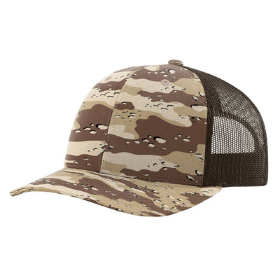 Richardson 112P Printed Trucker Hat Snapback Cap: Army Green Camo/Black