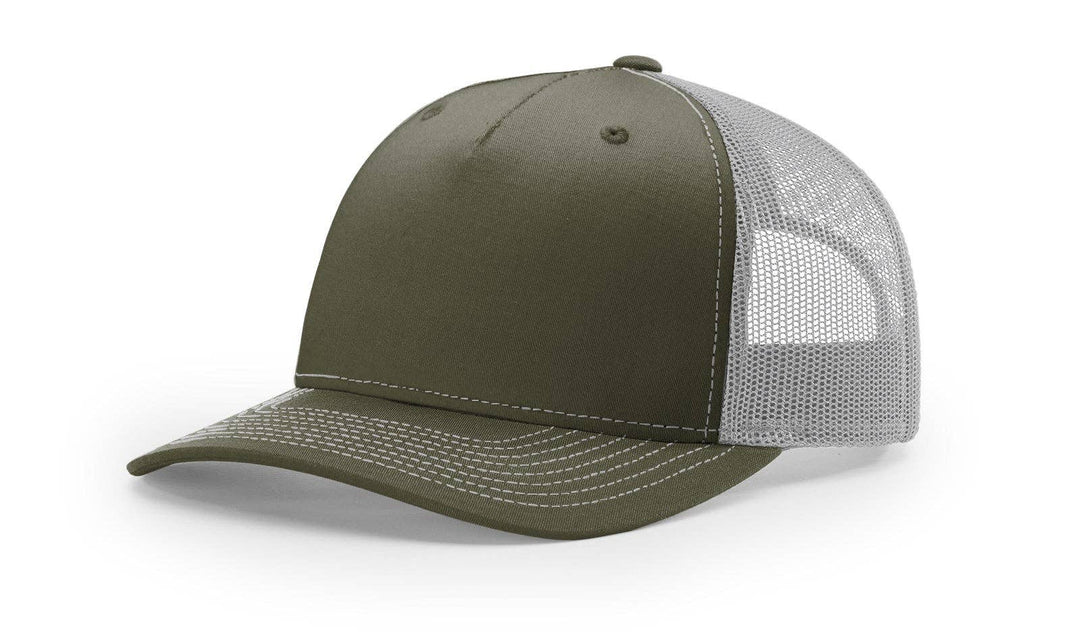 Richardson 112FP - 5-Panel Premium Trucker Snapback Hat: Army Olive/Tan