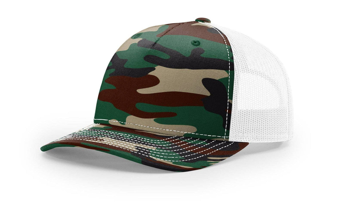 Richardson 112PFP Printed Five Panel Trucker Hat Camo Cap - 112 PFP: Realtree Edge/Blaze Orange