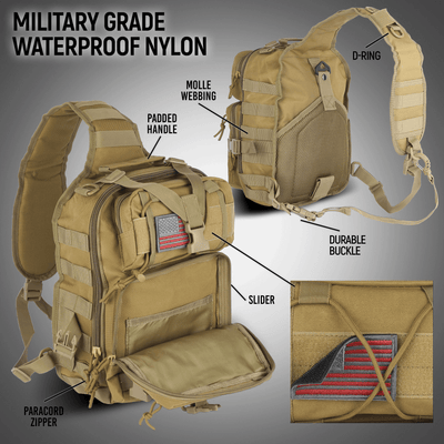 XGear 14L Range Sling Bag Backpack with Adjustable Strap: Khaki