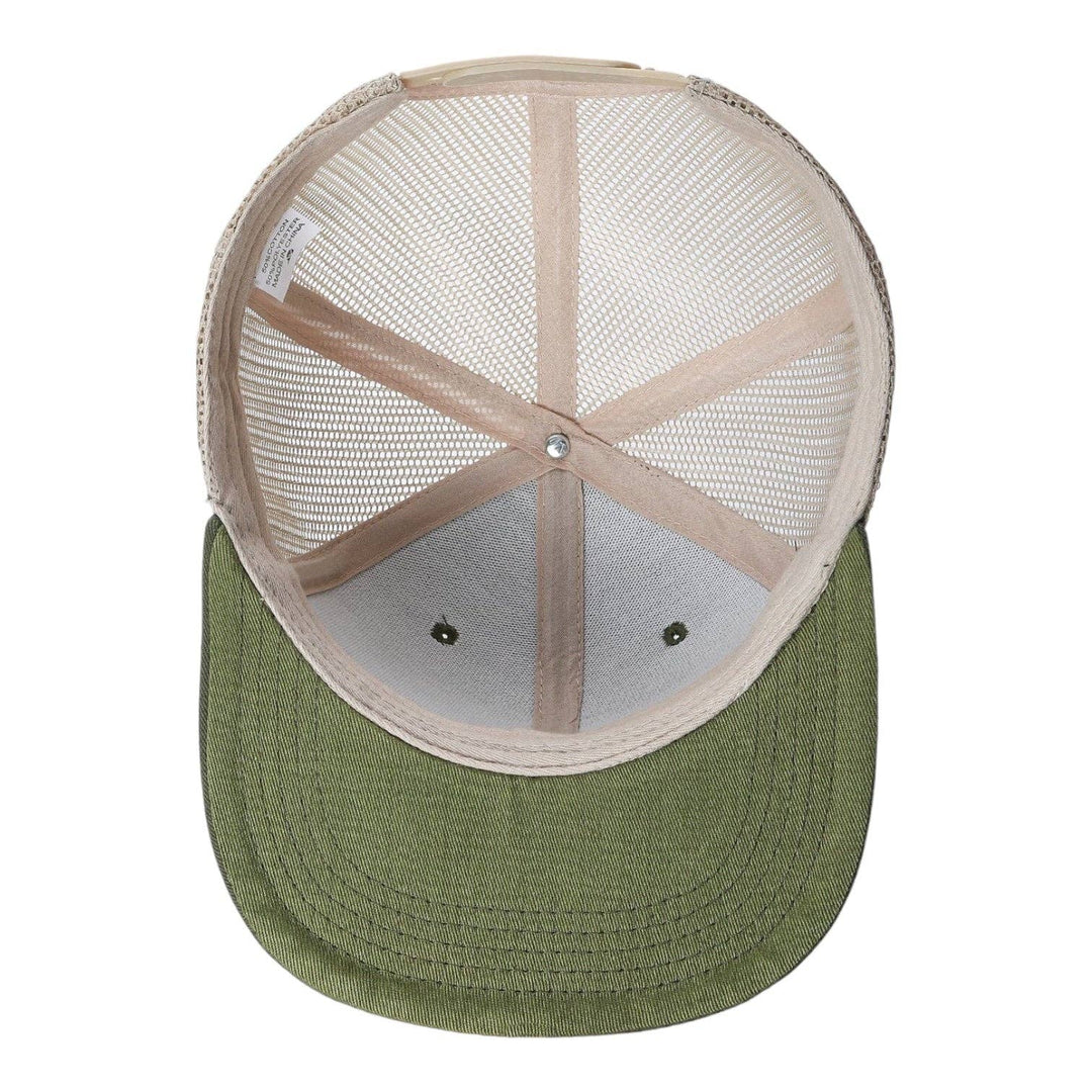 Unbranded 6-Panel Trucker Hat, Blank Flat Bill Mesh Cap: Brown/Khaki