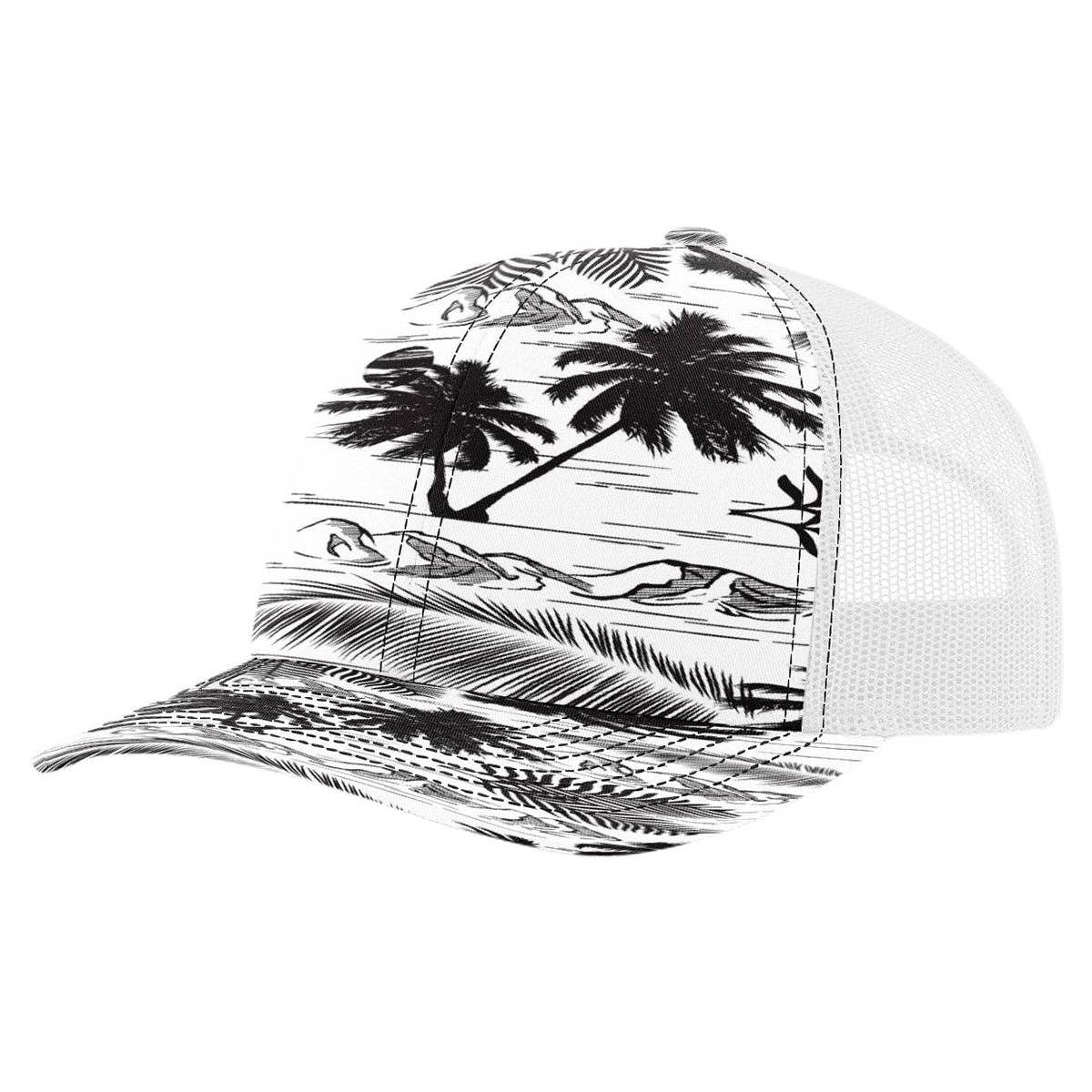 Richardson 112P Printed Trucker Hat Snapback Cap: Army Green Camo/Black