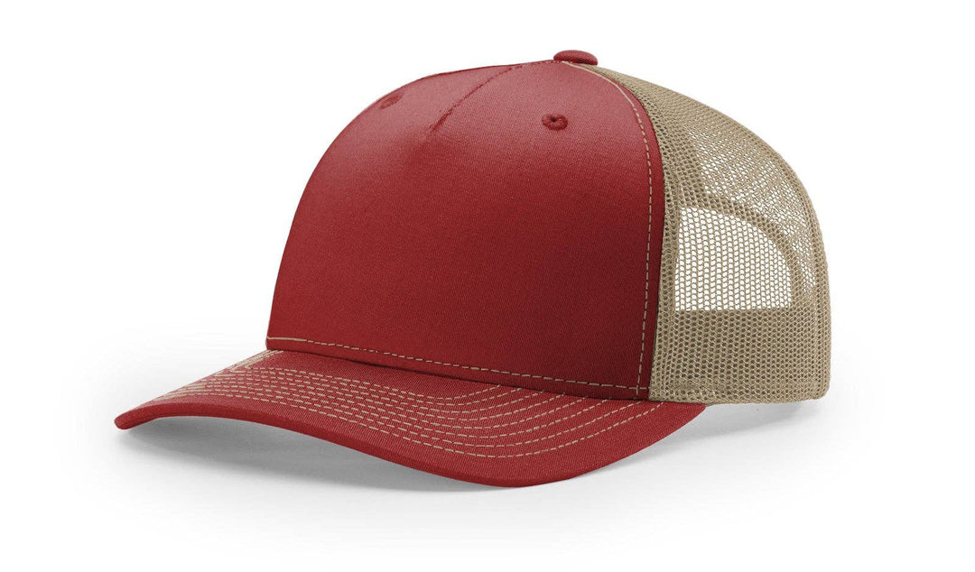 Richardson 112FP - 5-Panel Premium Trucker Snapback Hat: Black/White