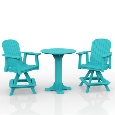 Poly Grove 3 Piece 31" Pub Counter Table & Swivel Chair Set
