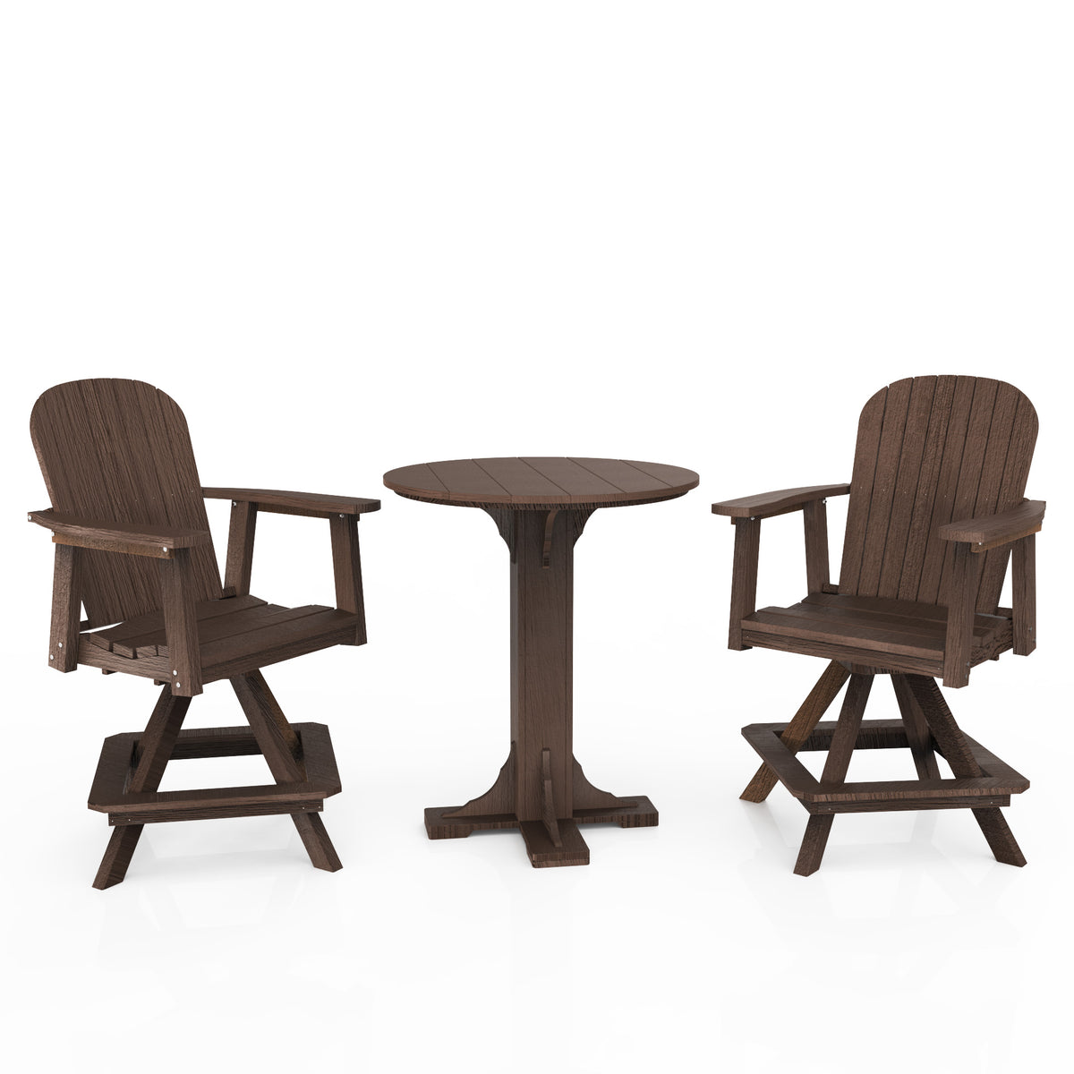 Poly Grove 3 Piece 31" Pub Counter Table & Swivel Chair Set