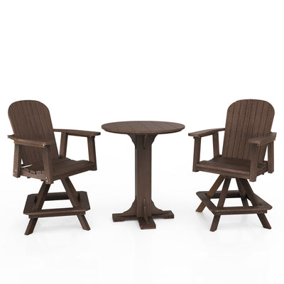 Poly Grove 3 Piece 31" Pub Counter Table & Swivel Chair Set