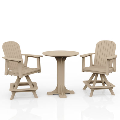 Poly Grove 3 Piece 31" Pub Counter Table & Swivel Chair Set