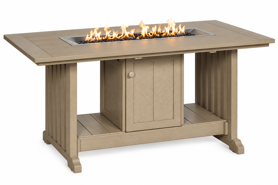 Leisure Lawns 816D rectangular fire table on white background