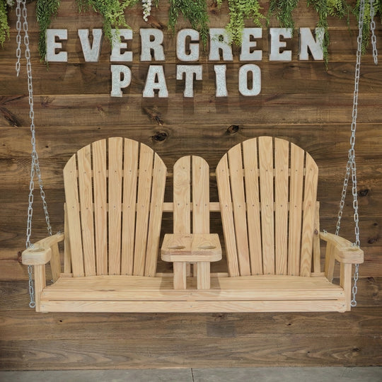 Homestead - 5Ft Pine Double Swing w/ cup armrest