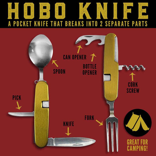 "Hobo Knife" Camping utensils, flatware multi-tool