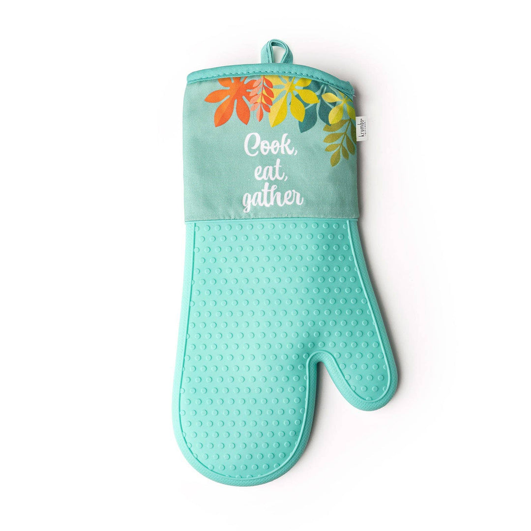 Krumbs Kitchen Homemade Happiness Silicone Oven Mitts Open S: Cook Eat Gather