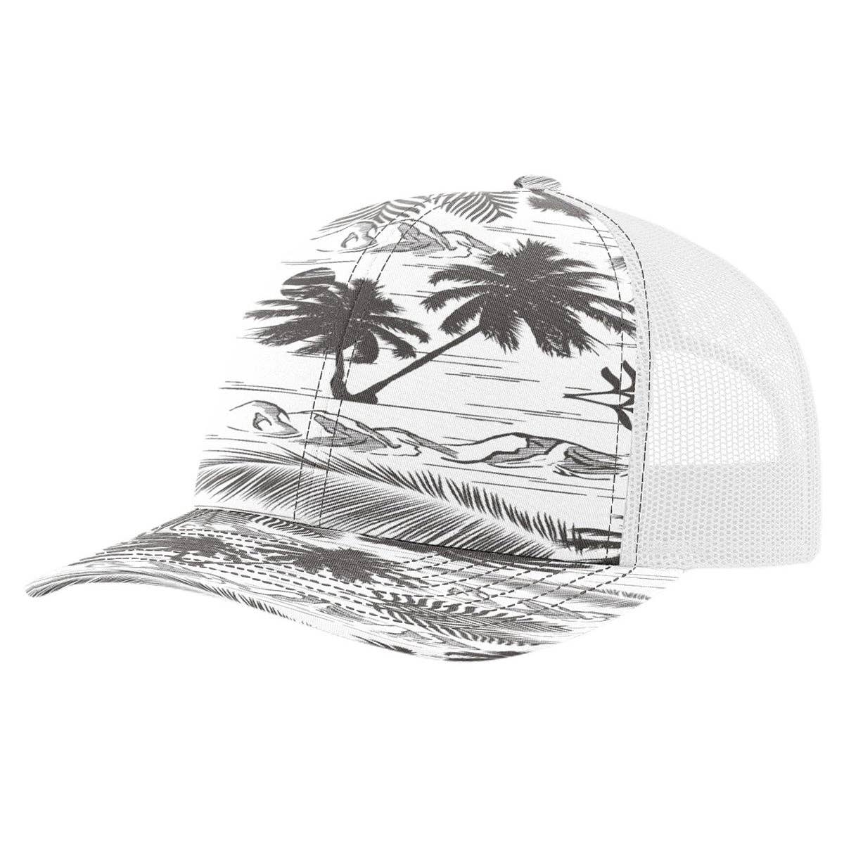 Richardson 112P Printed Trucker Hat Snapback Cap: Army Green Camo/Black