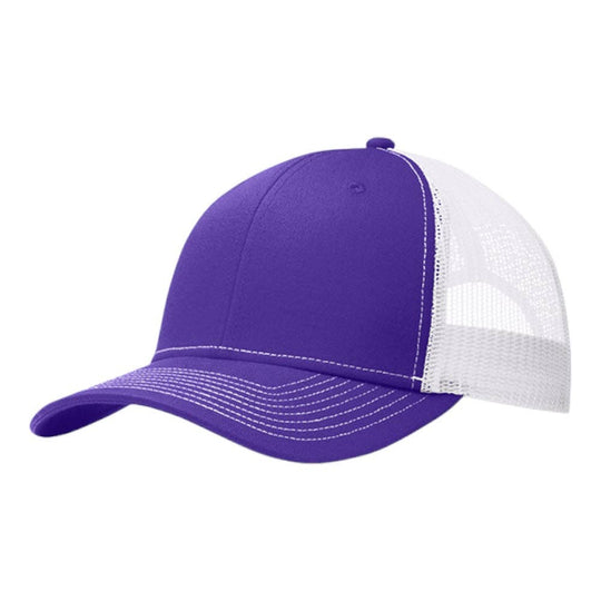 Port Authority® C402 Snapback Trucker Cap: Purple/White