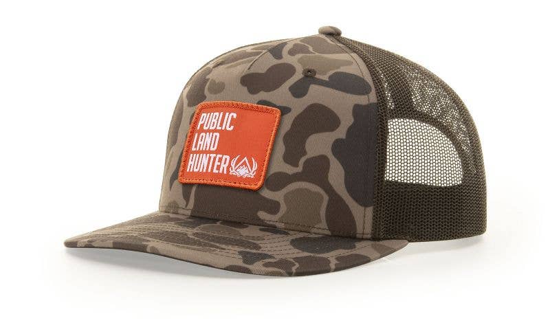 Richardson 112PFP Printed Five Panel Trucker - Duck Camo Colors: Bark Duck Camo/Brown