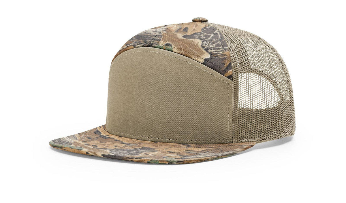Richardson 168P Printed 7 Panel Trucker Hat: Realtree Advantage/Khaki