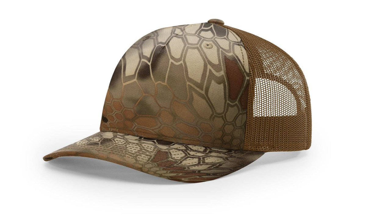 Richardson 112PFP Printed Five Panel Trucker Hat Camo Cap - 112 PFP: Realtree Edge/Blaze Orange