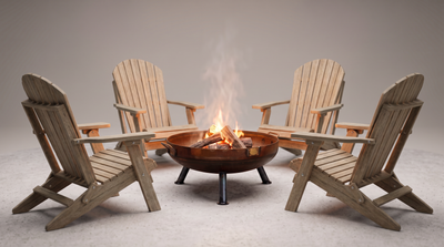 30" Scout Fire Pit & Deluxe Folding Adirondack Chair Bundle