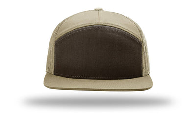 Richardson 168 7-Panel Trucker Hat: Pale Khaki/Loden Green