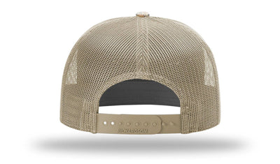 Richardson 168P Printed 7 Panel Trucker Hat: Realtree Advantage/Khaki