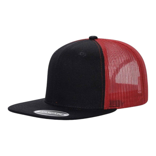 Unbranded 6-Panel Trucker Hat, Blank Flat Bill Mesh Cap: Brown/Khaki