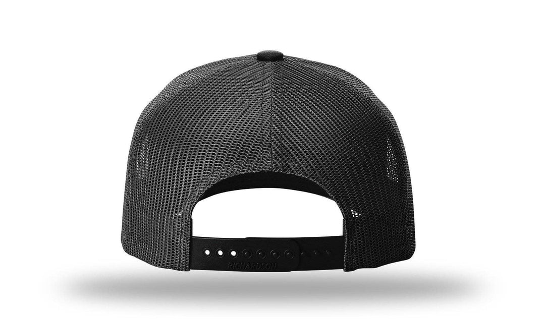 Richardson 112FP - 5-Panel Premium Trucker Snapback Hat: Black/White