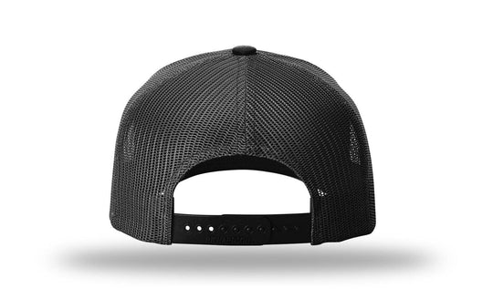 Richardson 112FP - 5-Panel Premium Trucker Snapback Hat: Black/White