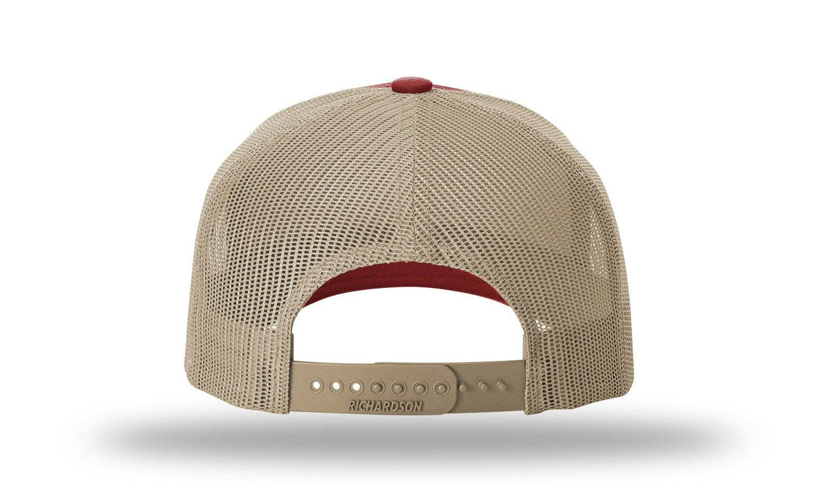 Richardson 112FP - 5-Panel Premium Trucker Snapback Hat: Heather Grey/Amber Gold
