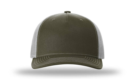 Richardson 112FP - 5-Panel Premium Trucker Snapback Hat: Black/White