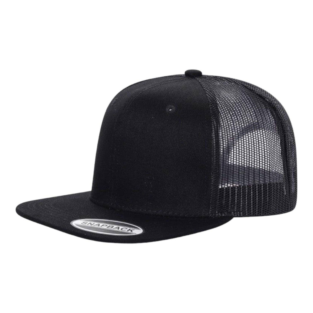 Unbranded 6-Panel Trucker Hat, Blank Flat Bill Mesh Cap: Brown/Khaki