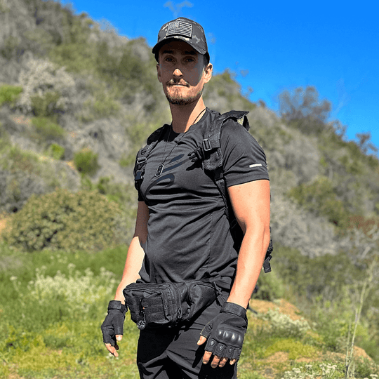 Army-Style  Outdoor Patch Hat with Adjustable Strap: Black Camo