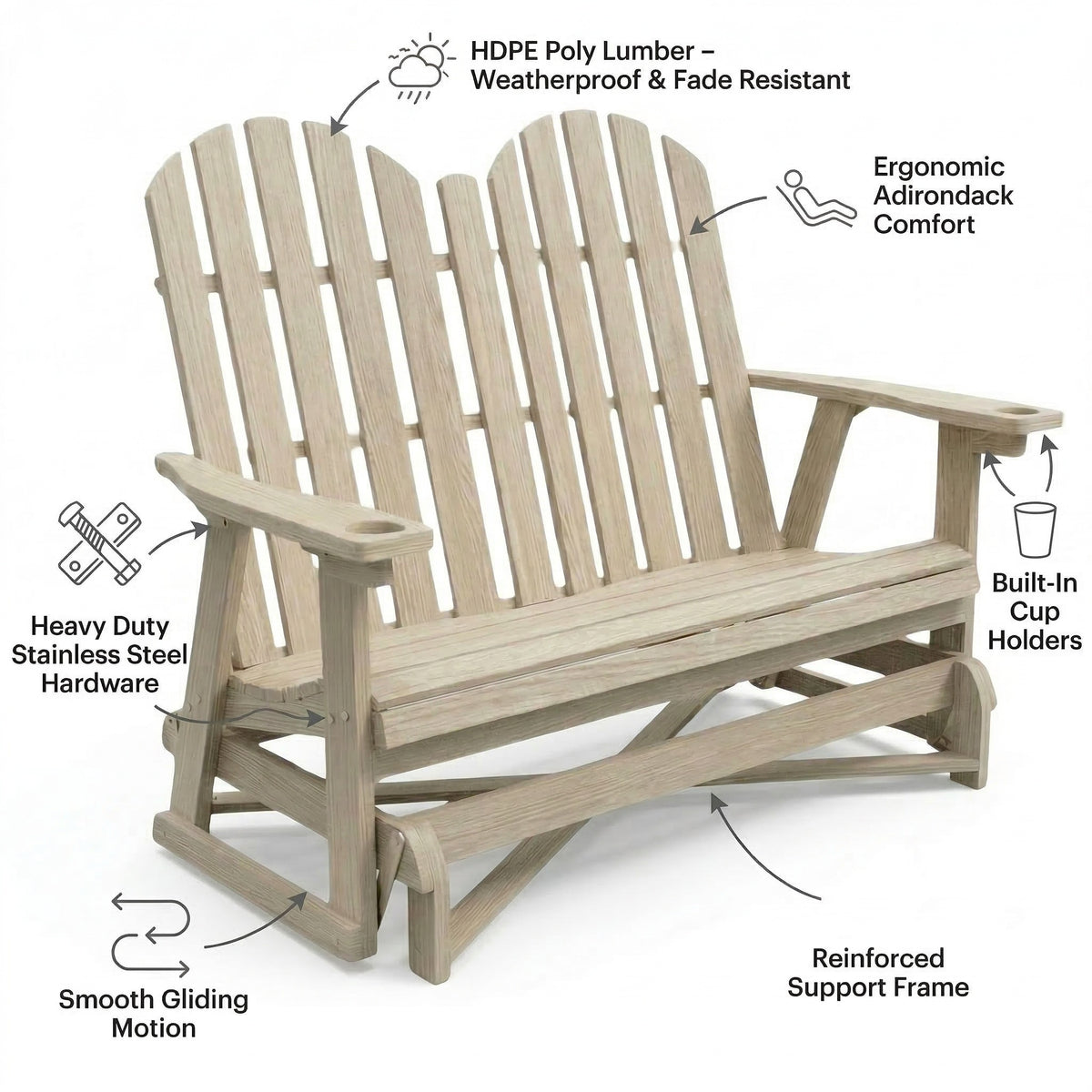 Poly Grove Double Glider