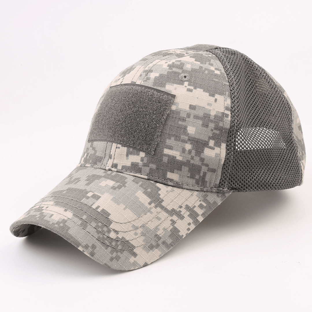 Army-Style  Outdoor Patch Hat with Adjustable Strap: Black Camo