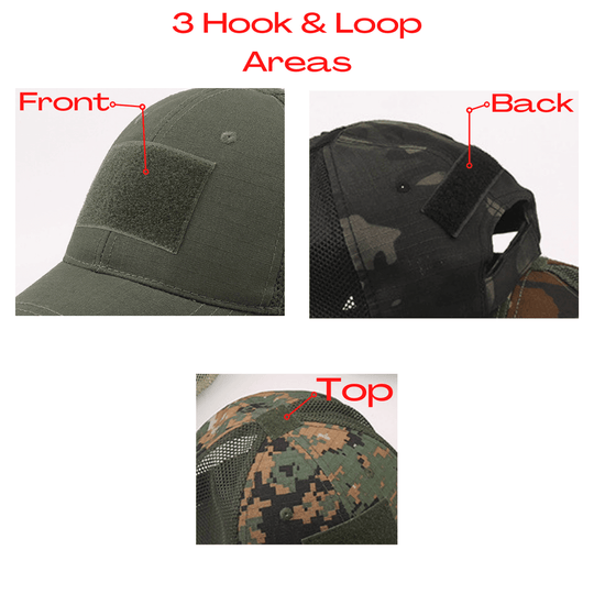Army-Style  Outdoor Patch Hat with Adjustable Strap: Black Camo