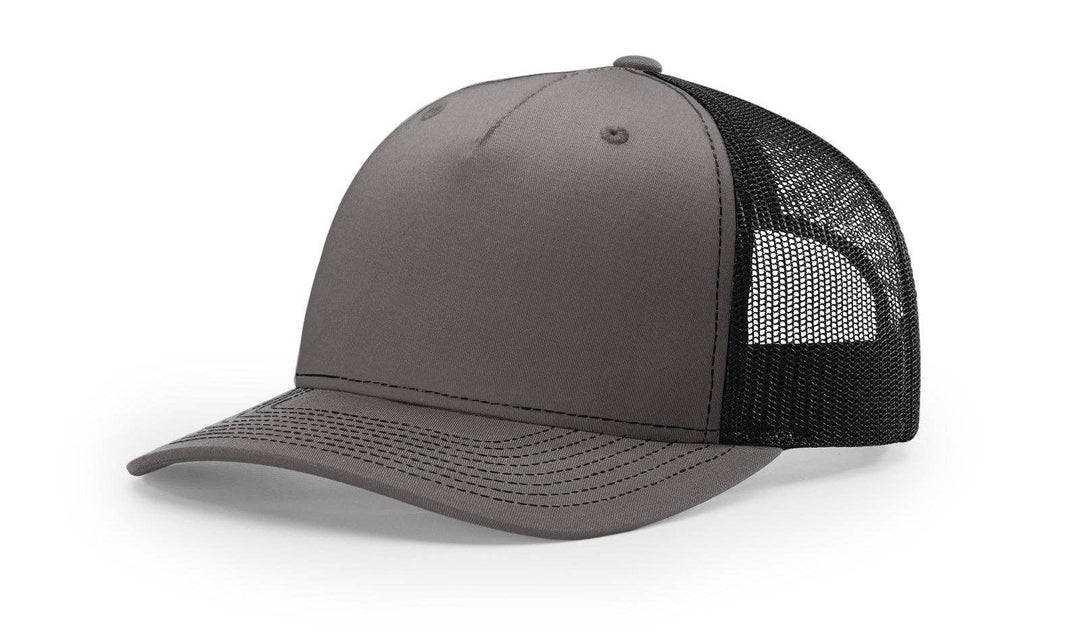 Richardson 112FP - 5-Panel Premium Trucker Snapback Hat: Charcoal/Black