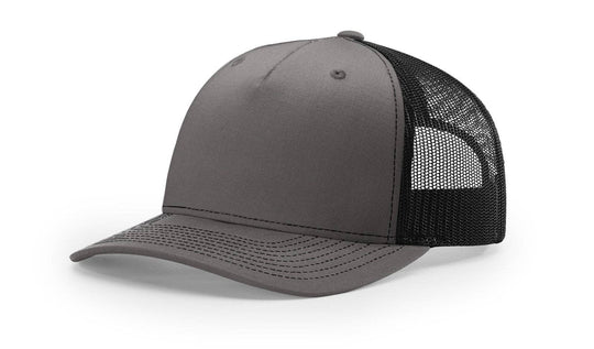 Richardson 112FP - 5-Panel Premium Trucker Snapback Hat: Charcoal/Black