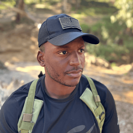 Army-Style  Outdoor Patch Hat with Adjustable Strap: Black Camo