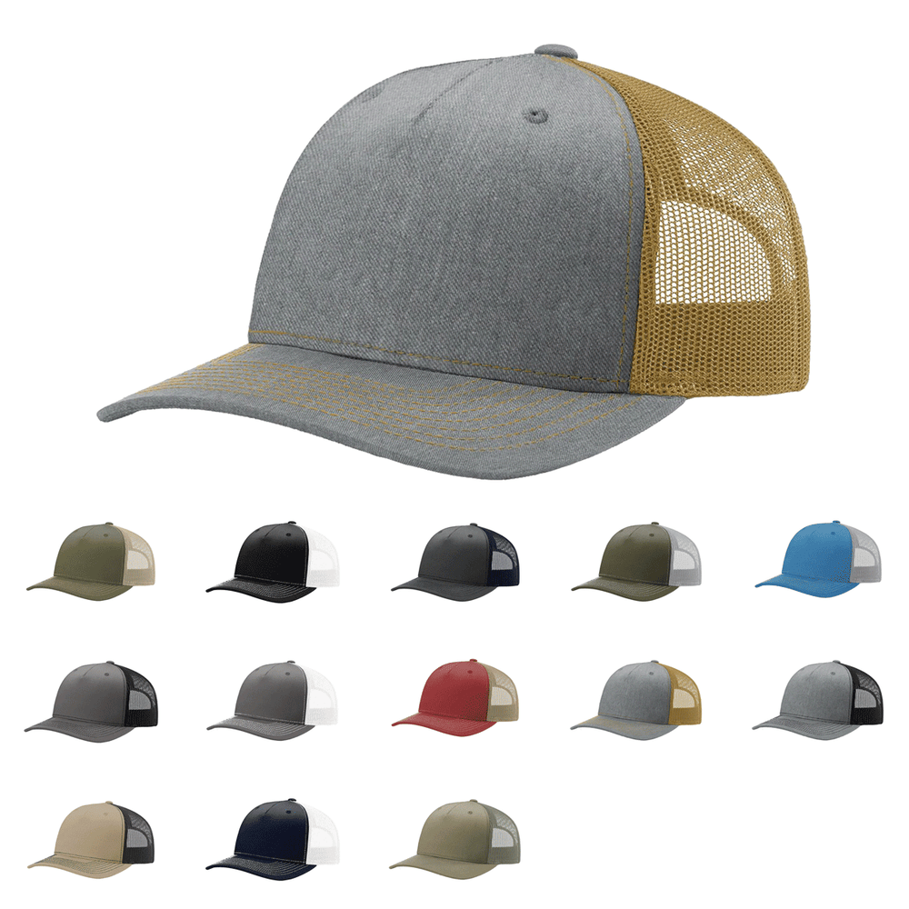 Richardson 112FP - 5-Panel Premium Trucker Snapback Hat: Army Olive/Tan