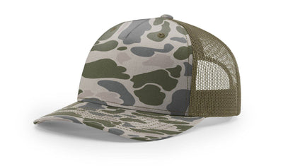 Richardson 112PFP Printed Five Panel Trucker - Duck Camo Colors: Bark Duck Camo/Brown
