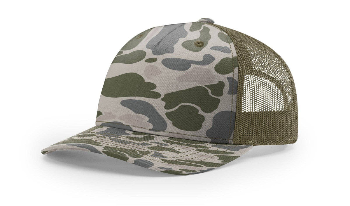 Richardson 112PFP Printed Five Panel Trucker Hat Camo Cap - 112 PFP: Realtree Edge/Blaze Orange