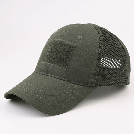 Army-Style  Outdoor Patch Hat with Adjustable Strap: Black Camo
