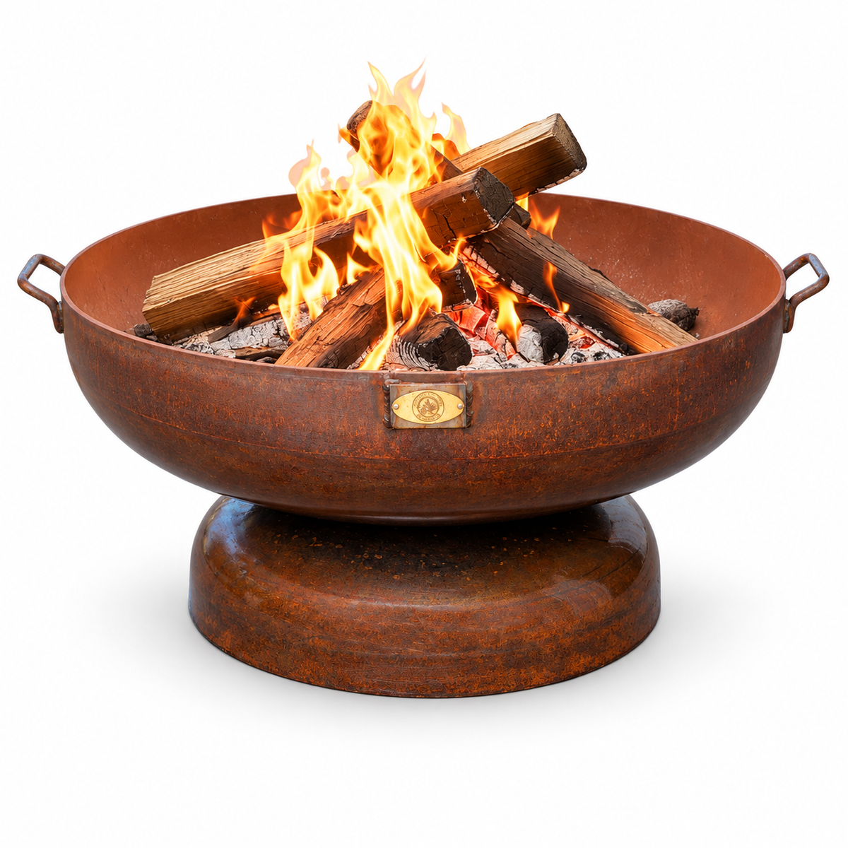 36-inch Legacy fire pit on pedestal base by Evergreen Patio