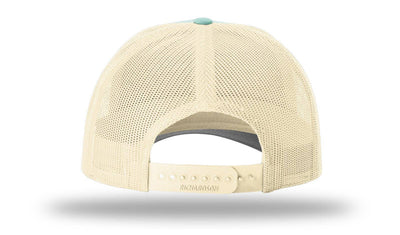 Richardson 115 Low Pro Trucker Cap: Cream/Loden/Dark Orange / MD-LG