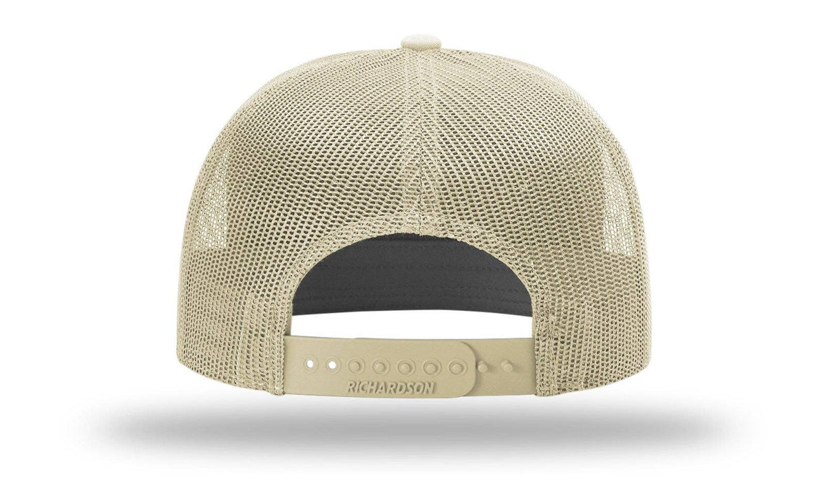 Richardson 168 7-Panel Trucker Hat: Pale Khaki/Loden Green