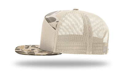 Richardson 168P Printed 7 Panel Trucker Hat: Realtree Advantage/Khaki