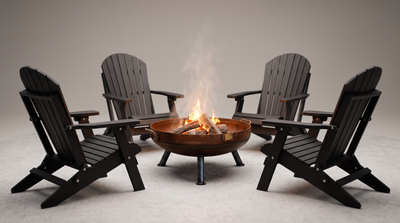 30" Scout Fire Pit & Deluxe Folding Adirondack Chair Bundle