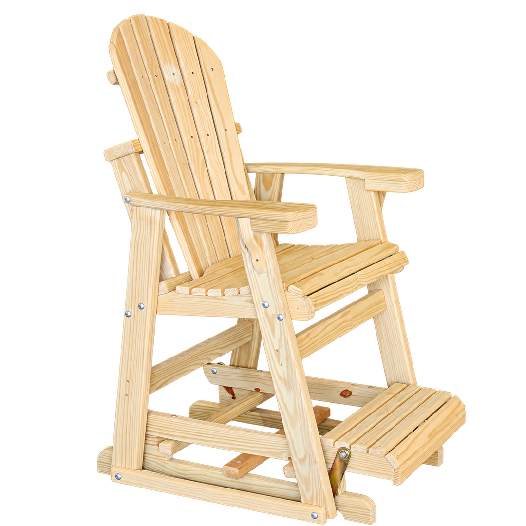 Homestead Amish pine balcony glider on transparent background